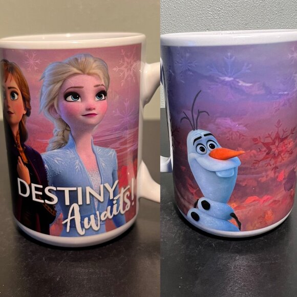 DISNEY Frozen II DESTINY AWAITS Color Changing Ceramic Mug w/ Ana, Elsa & Olaf - Picture 9 of 12